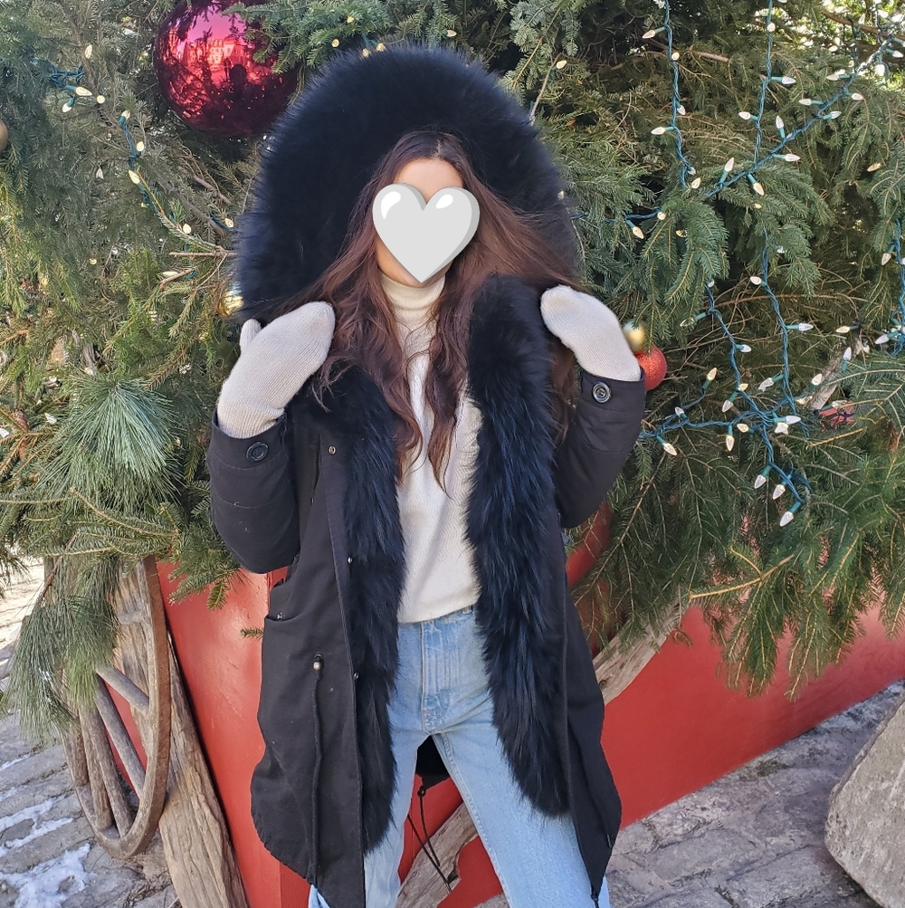 Black Real Fur Lined Coat